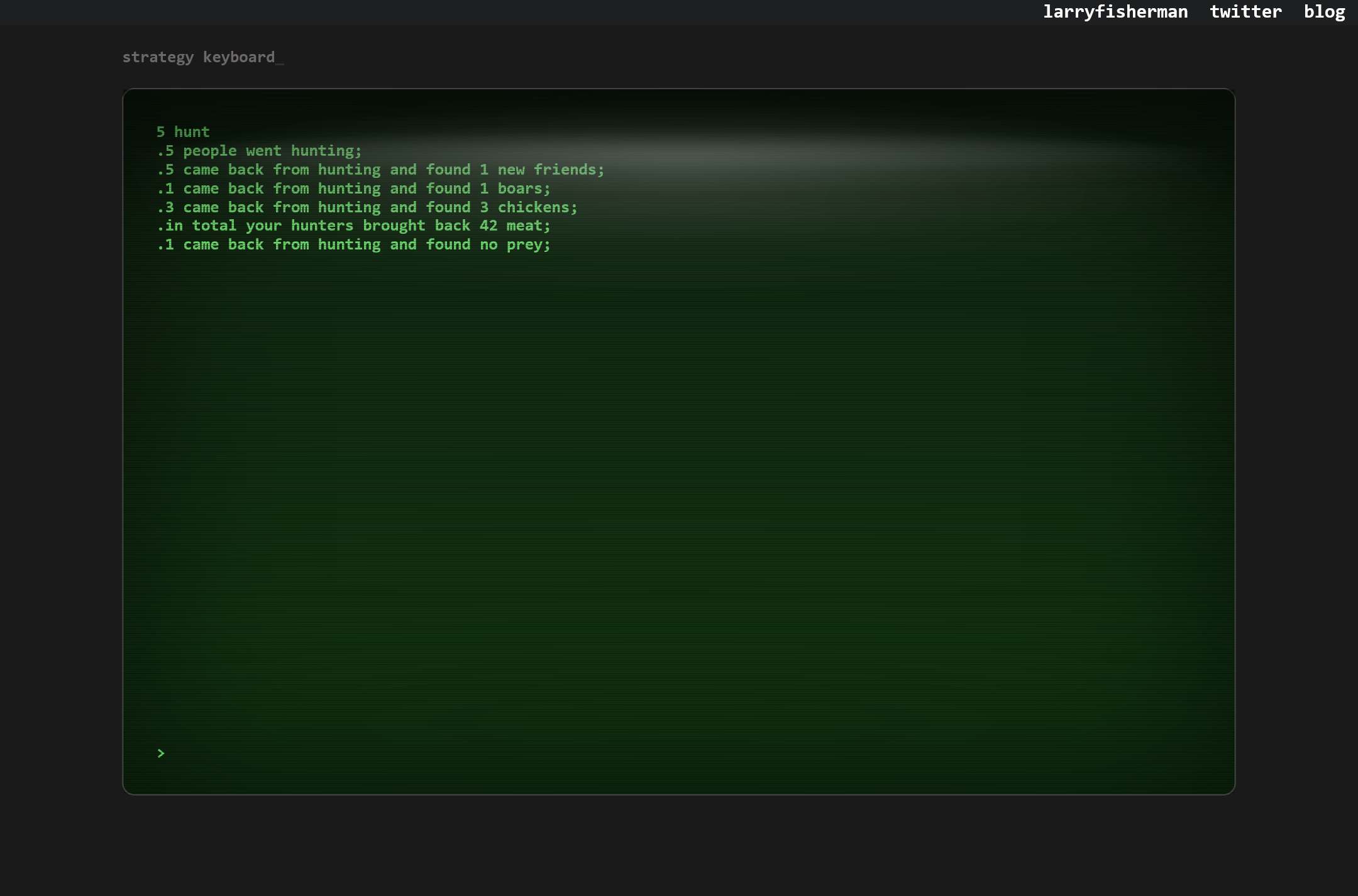 A hunting event in Strategy Keyboard