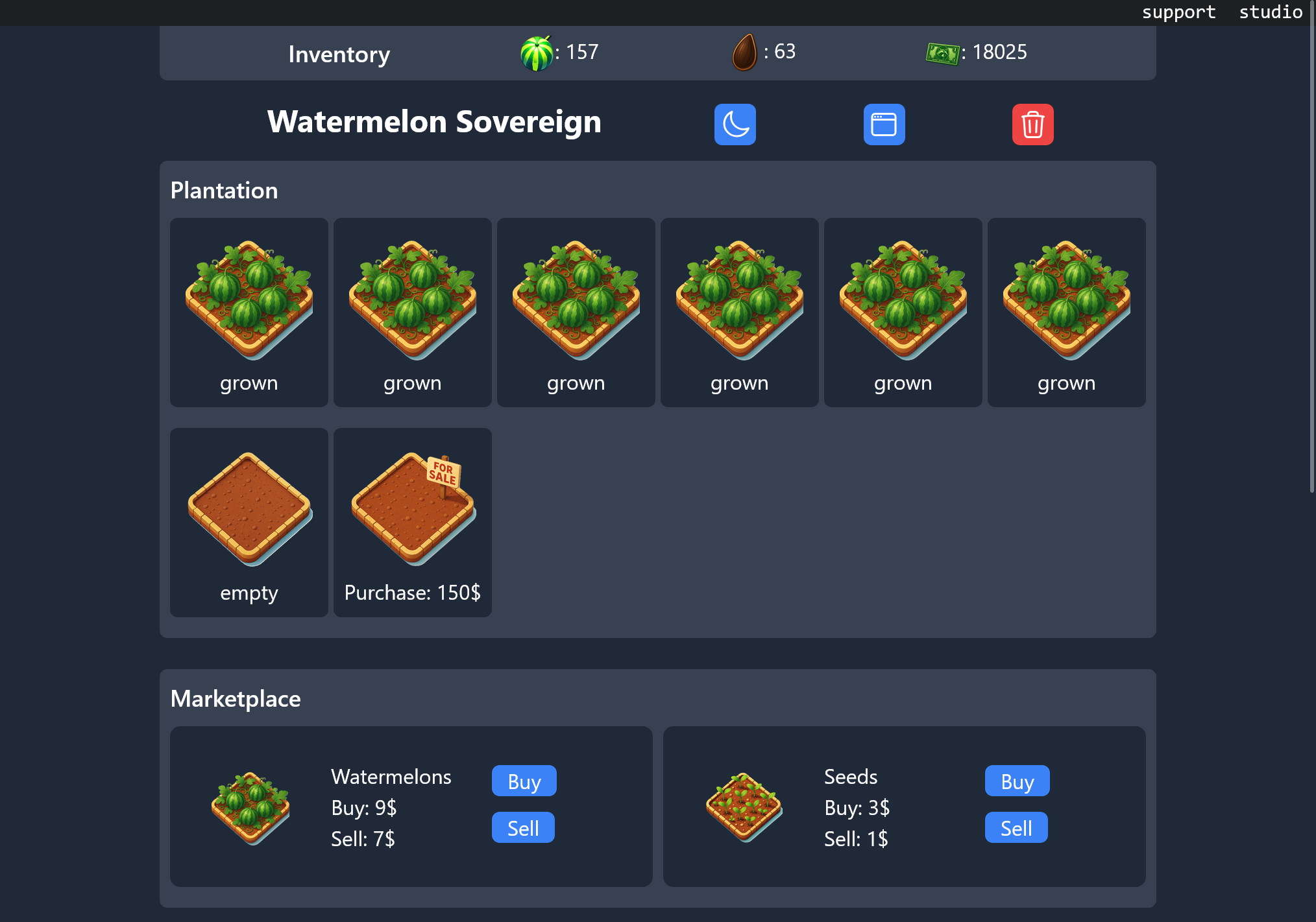 A large, productive Watermelon Sovereign plantation