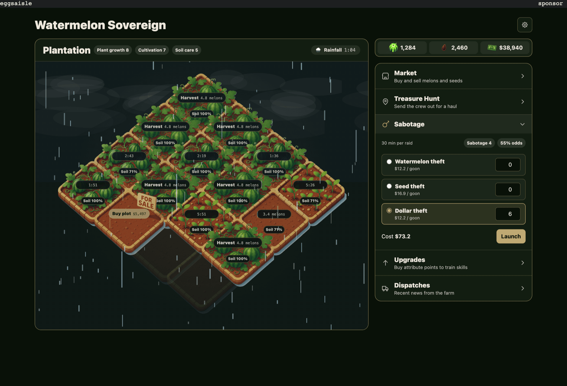 The Sabotage panel in Watermelon Sovereign